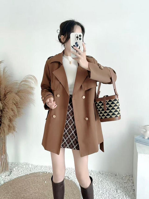 Double Breasted Short Trench Coat
